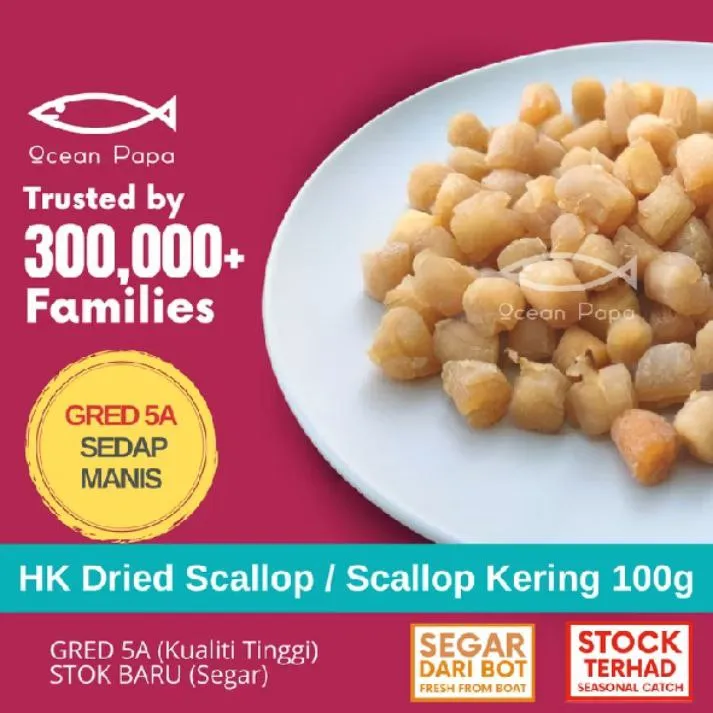 HK Dried Scallop / Scallop Kering - 100g